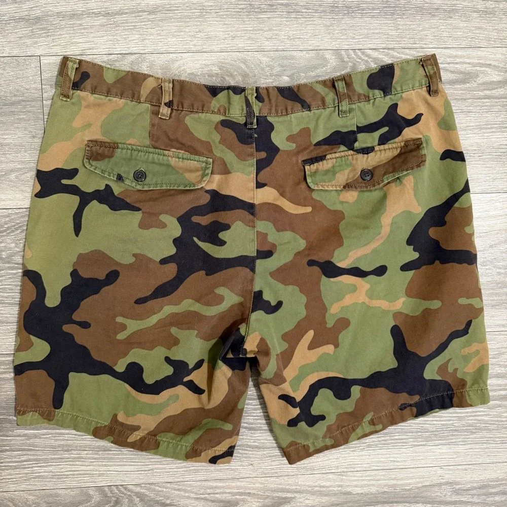 JCP Mens Woodland Camo Cargo Shorts Size 38 Green Brown 100% Cotton Tactical